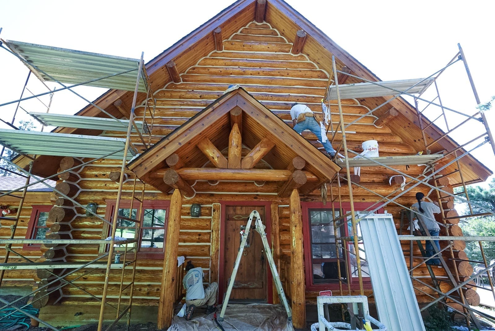 Completed log home restoration project by Log Home Finishing LLC in Evergreen, Colorado