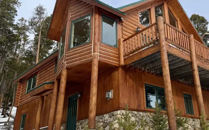 Winter Log Home Restoration in Fairplay with Permachink