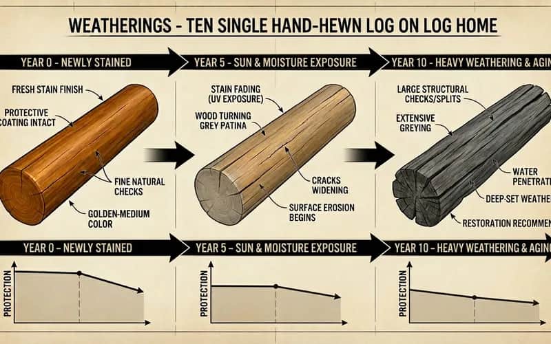 The Hidden Timeline of Log Home Decay: How Failing Stain Destroys Your Logs and Property Value