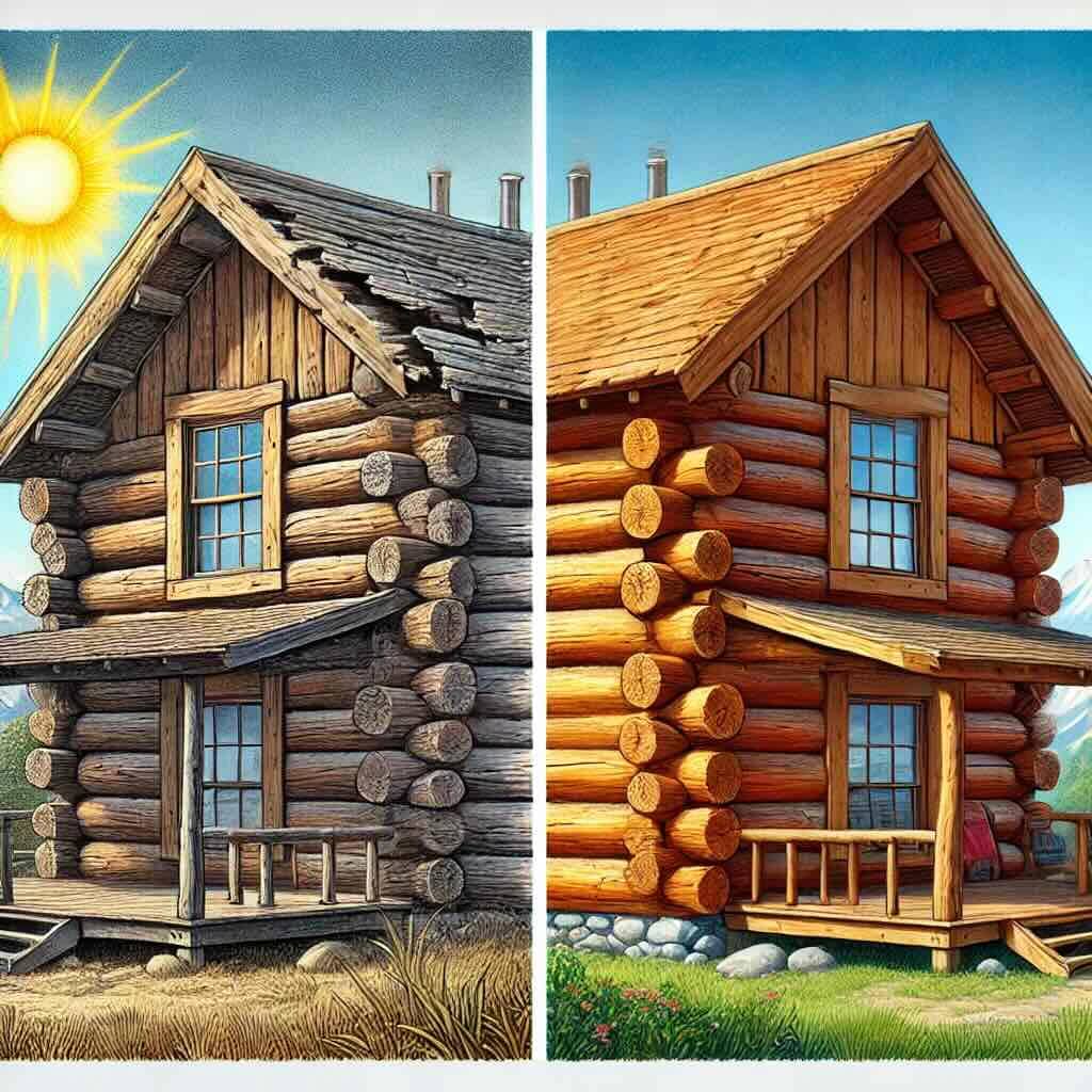How UV Sun Damage Affects Log Homes: Staining Protection Guide 2025