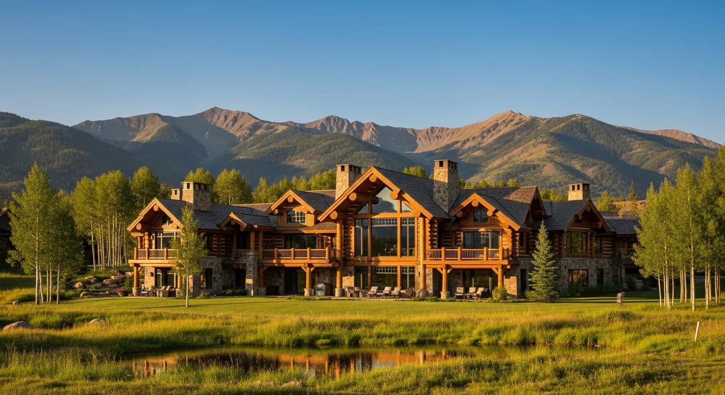Illustration of a luxury log home estate near Steamboat Springs, Colorado