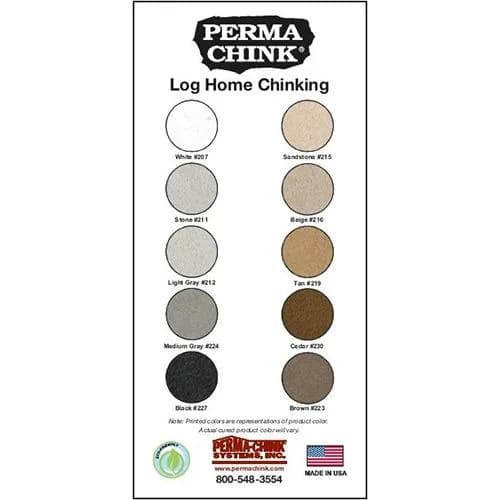Perma-Chink log home chinking color card showing all 10 colors