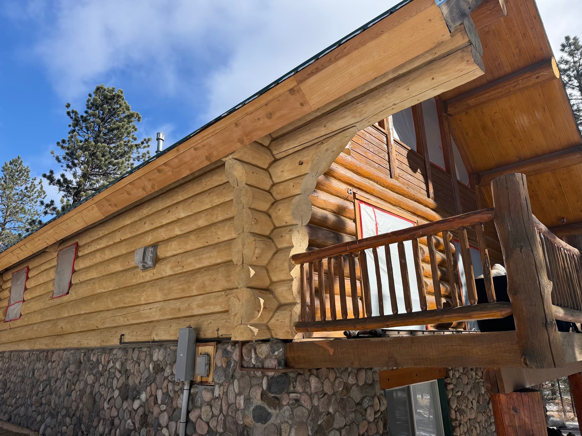 TJ's Log Home Full Restoration — Bailey, Colorado - professional log home restoration photo 3 in Bailey, Colorado by Log Home Finishing LLC