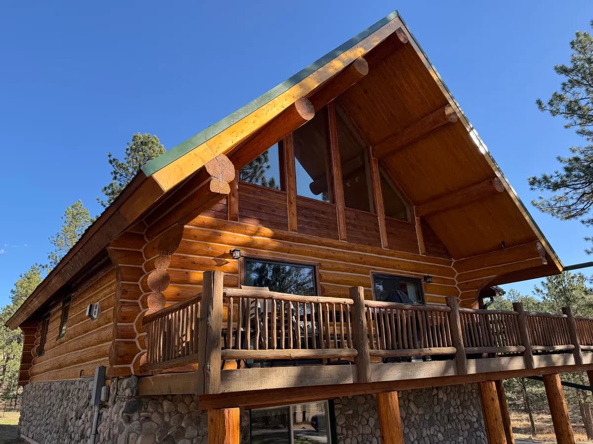 TJ's Log Home Full Restoration — Bailey, Colorado - professional log home restoration photo 2 in Bailey, Colorado by Log Home Finishing LLC