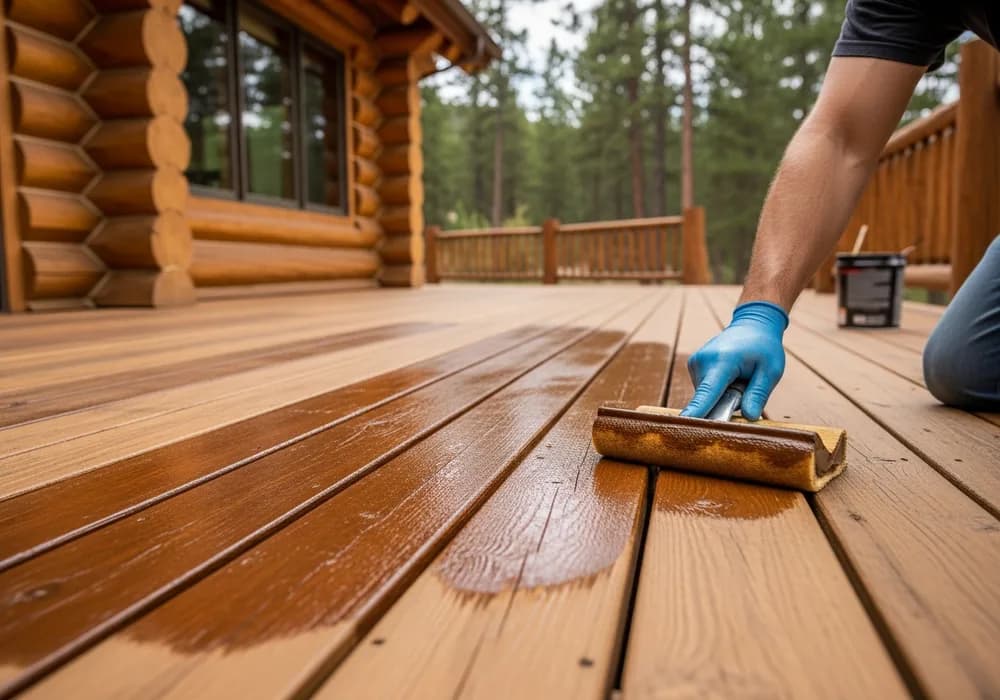 Deck Refinishing for Colorado log homes