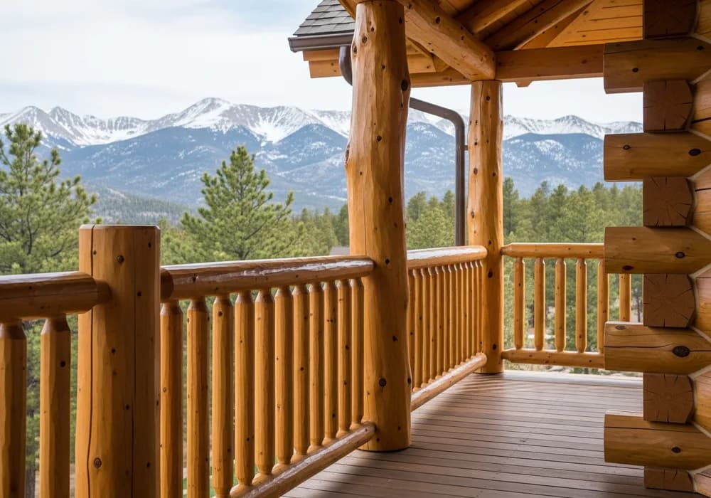 Custom Log Railings for Colorado log homes