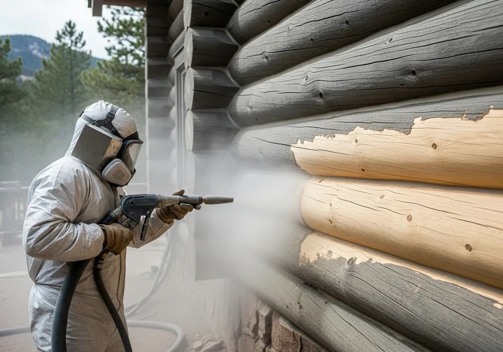Media Blasting for Colorado log homes