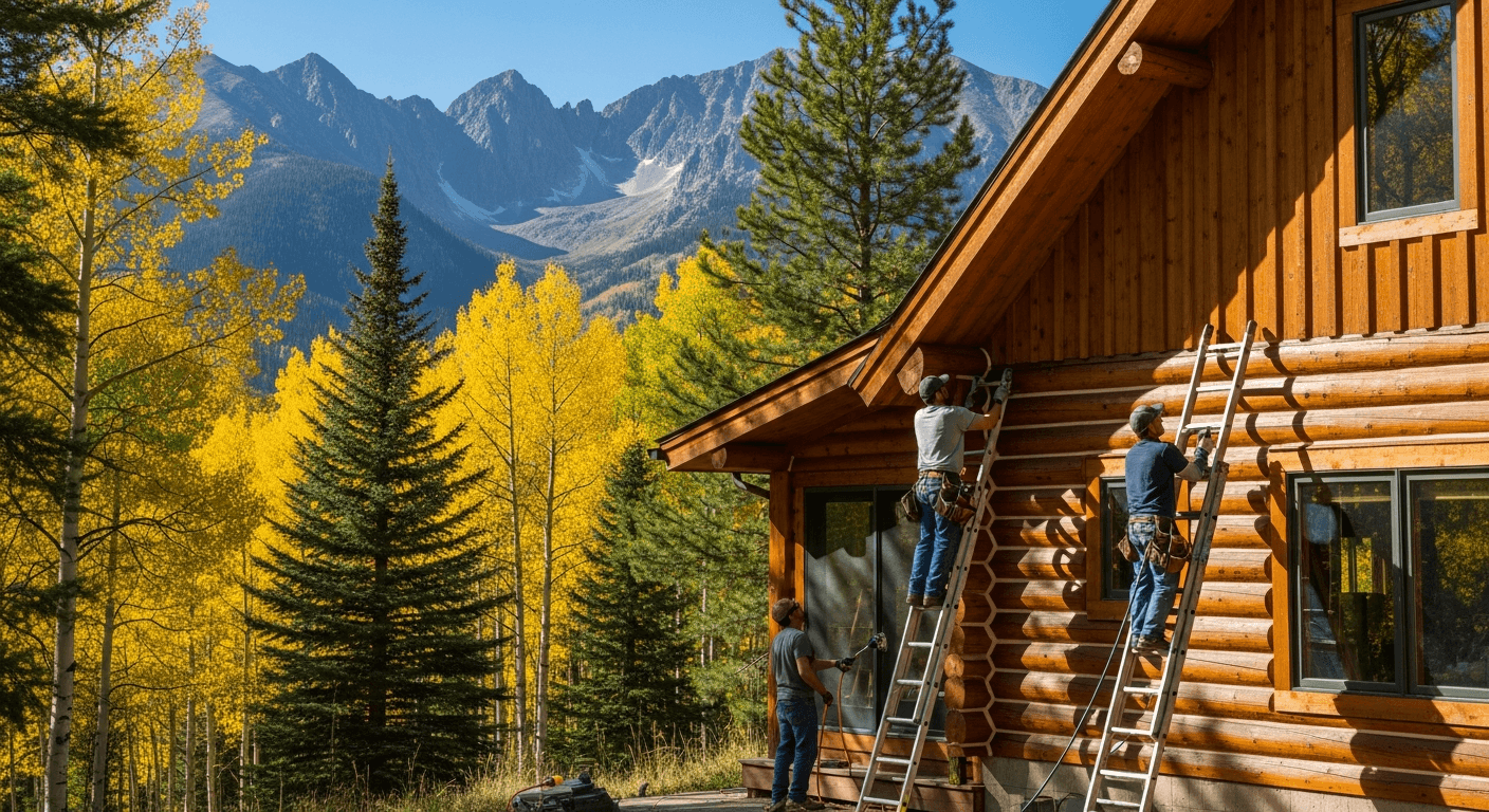 Log home restoration services in Custer County Colorado - professional staining and chinking near Westcliffe, Silver Cliff, and the Sangre de Cristo mountains