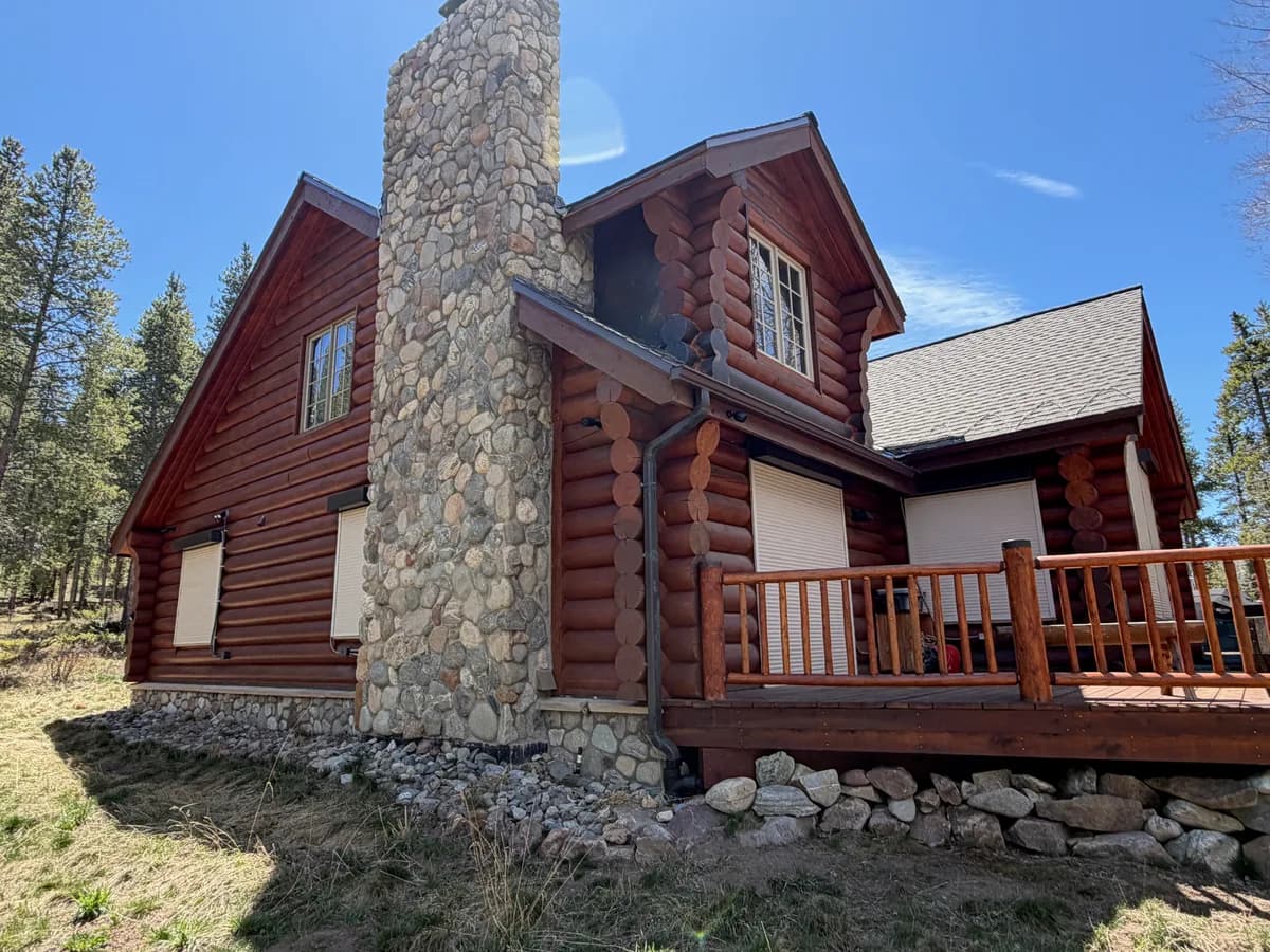 Breckenridge Log Home Restoration — Media Blasting & Permachink Ultra-2 Bronze — restoration detail in Breckenridge, Summit County