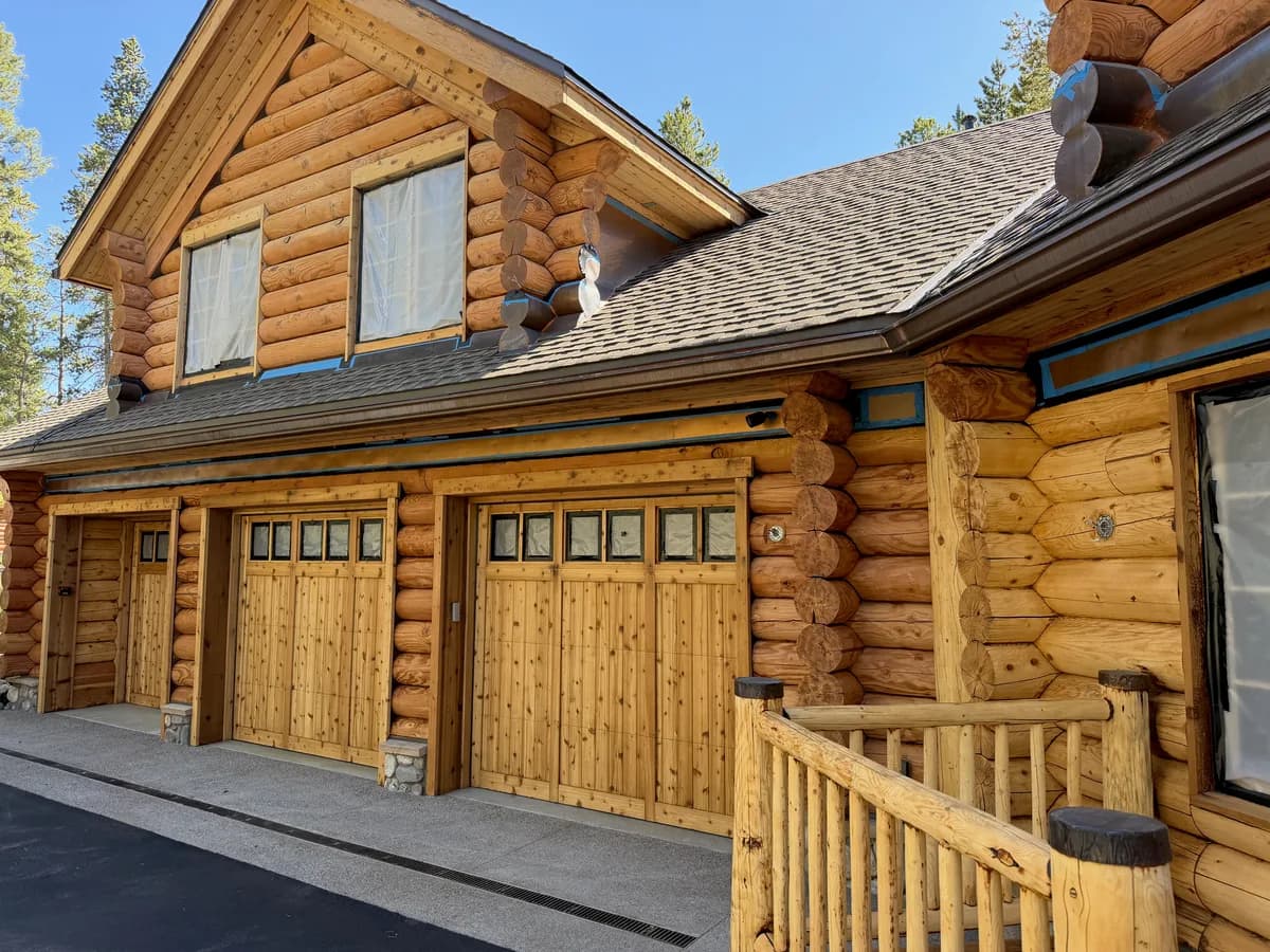 Breckenridge Log Home Restoration — Media Blasting & Permachink Ultra-2 Bronze — restoration detail in Breckenridge, Summit County