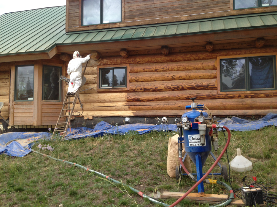 removing old finish from log home cabin